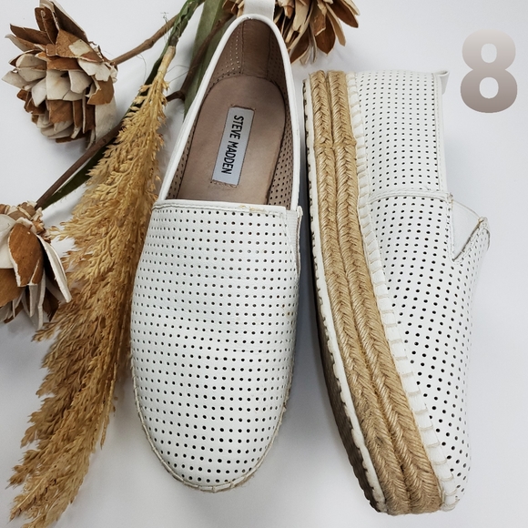 Steve Madden Shoes - Steve Madden White Espadrille Platform Loafers 8